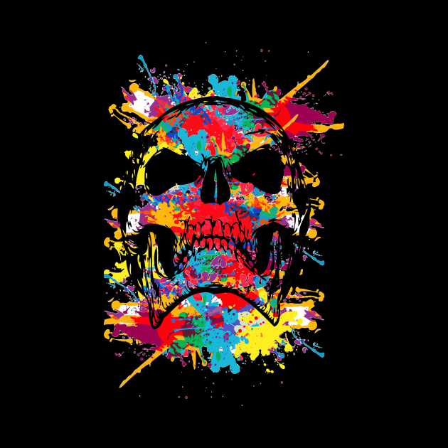 colorful skull artwork by vpdesigns