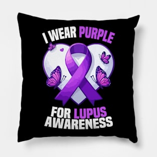 I Wear Purple For Lupus Awareness Buturflies Pillow