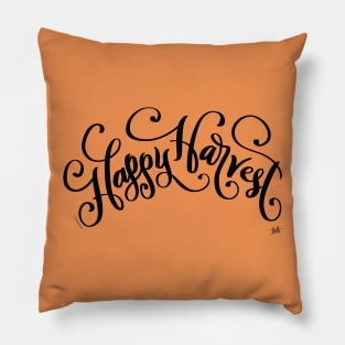 Happy Harvest Hand Lettered Design Pillow