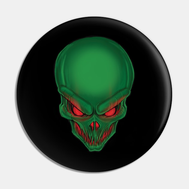 Alien Head Pin by kodoarts