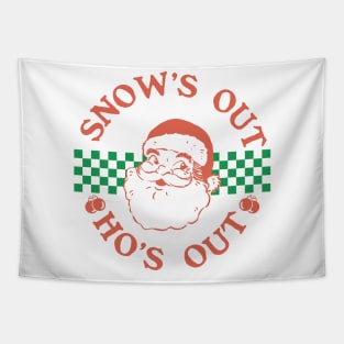 Snow's Out Ho's Out Retro Groovy Design of Santa Claus Tapestry