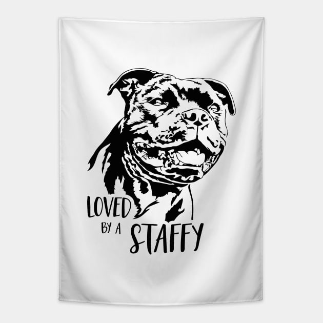 Staffordshire Bull Terrier loved by a staffy dog saying Tapestry by wilsigns