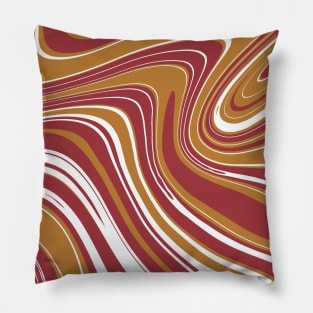 Red Brown Colors Marble Pattern Swirl Design Abstract Art Background Pillow