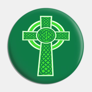 St Patrick's Day Celtic Cross Green and White Pin