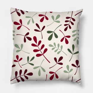 Assorted Leaf Silhouettes Reds Grns Crm Pillow