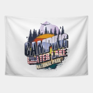 Camping Crater Lake National Park Vintage USA Best gift for campers Adventure gear Tapestry