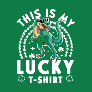 This Is My Lucky Shirt Kids Funny Dinosaur St Patrick's Day T-Shirt