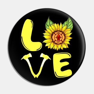 Sunflower Firefighter Love Gift Funny Pin