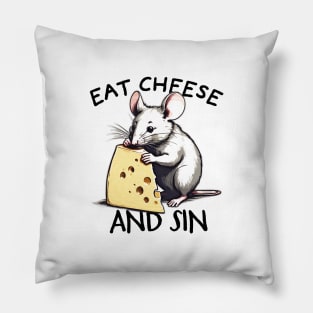 eat cheese and sin - retro Pillow