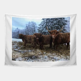 Scottish Highland Cattle Cow and Calves 1879 Tapestry