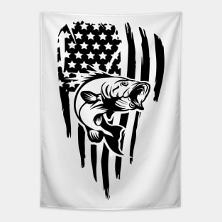 Bass American Flag Black Tapestry