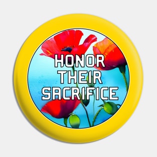 Honor Their Sacrifice Memorial with Red Poppy Flowers Pocket Version (MD23Mrl006d) Pin