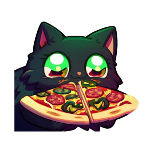 Black cat gifting you pizza T-Shirt