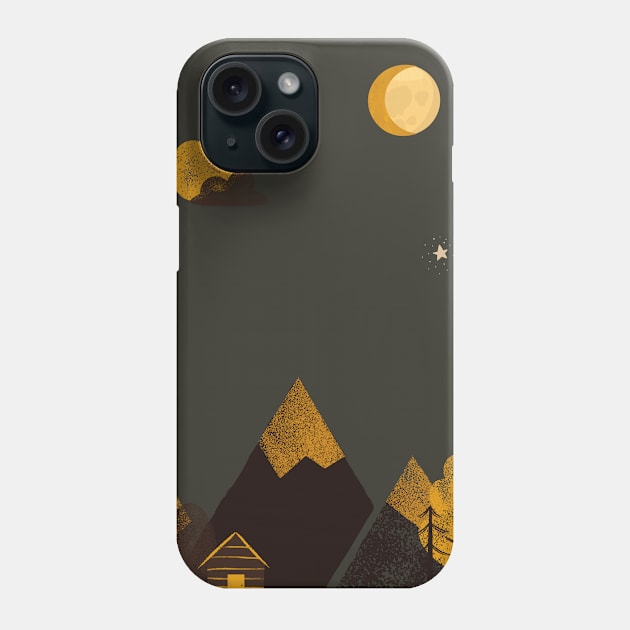 Night under the moon. Outdoor lovers design. Camping in mountains. Sun & Moon Artwork With mountains. Boho art of moon at night and terracotta mountains. Phone Case by waltzart