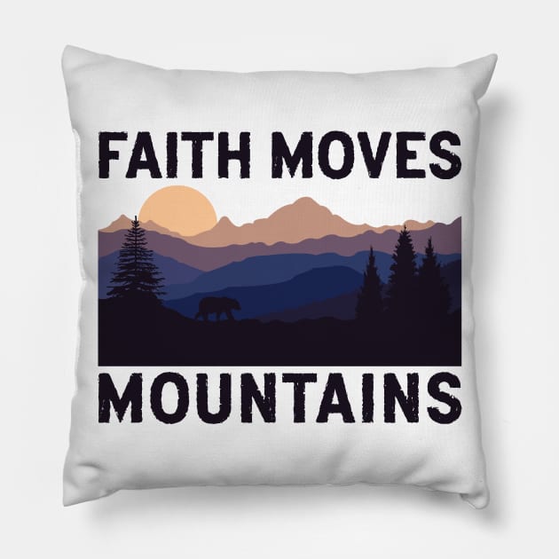 Faith Moves Mountains | Wild Bear at Sunset Pillow by Move Mtns