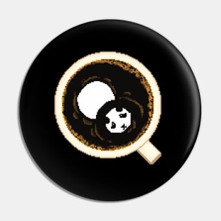 Black coffee and panda Pin