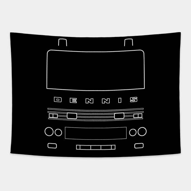 Classic Dennis fire engine outline graphic (white) Tapestry by soitwouldseem