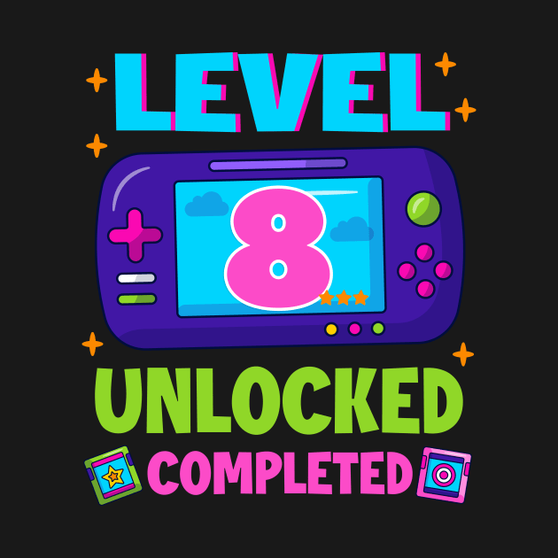 Level 8 Unlocked 8th Birthday Boys Video Game B-day Gift For BOys Kids by truong-artist-C