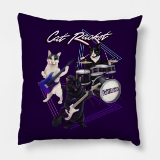 Cat Racket- Cat band on guitar, bass, and drums Pillow