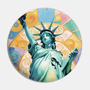 Gustav Klimt's Liberty's Brilliance: Inspired Statue of Liberty Pin