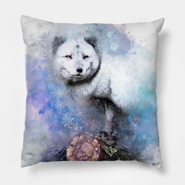 Arctic Fox Pillow by ElviraDraat