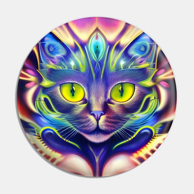 Kosmic Kitty (4) - Trippy Psychedelic Cat Pin by TheThirdEye