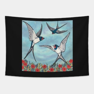 Summer Swallows Tapestry