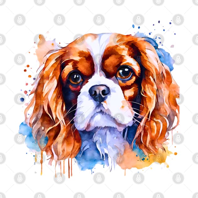 Watercolor Cavalier King Charles Spaniel Art by Doodle and Things