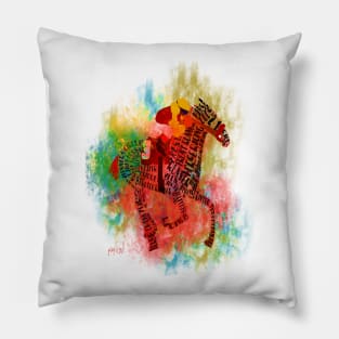 Racehorse in Typography Pillow