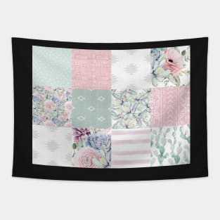 Desert Blooms and Succulents Patchwork Tapestry