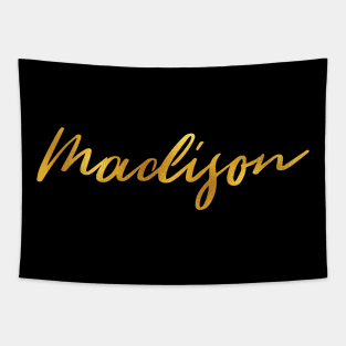 Madison Name Hand Lettering in Faux Gold Letters Tapestry