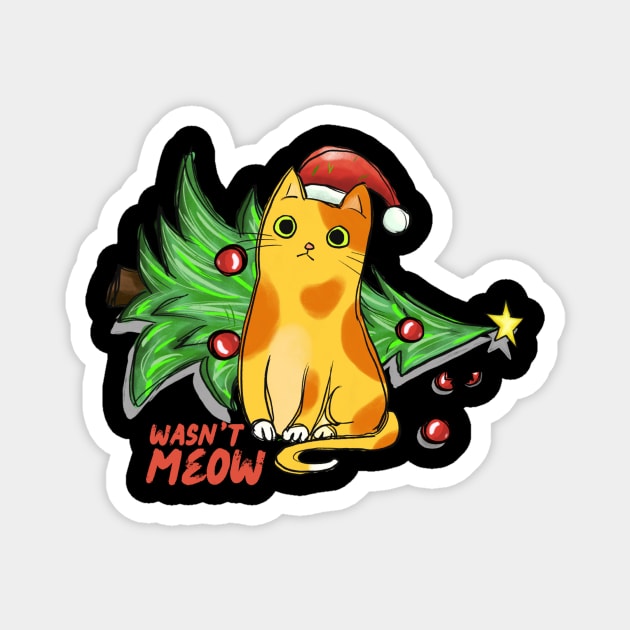 Christmas Cat Santa Wasn't Meow Magnet by The WYLD Tribe