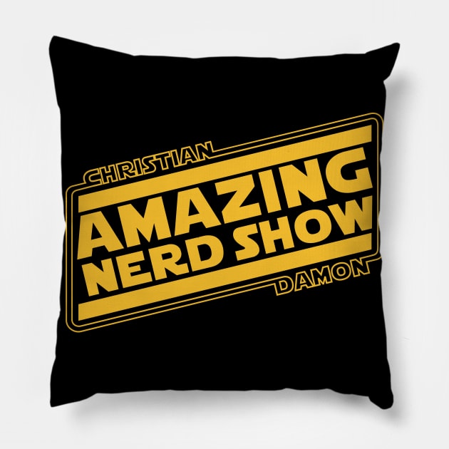 The Amazing Nerd Logo (Golden) Pillow by The Amazing Nerd Show 