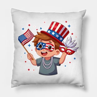 A Whimsical Tribute to American Culture in Cartoon Style T-Shirt Pillow