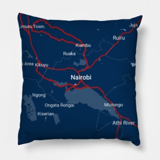 Nairobi blue map Pillow