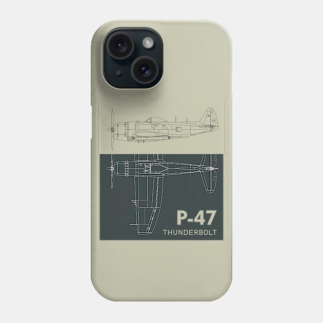 Legendary Wings: P-47 Thunderbolt Roars Again Phone Case by Blue Gingko Designs LLC