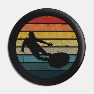 Bodyboarding Surfer Silhouette On A Distressed Retro Sunset product Pin