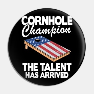 Cornhole Champion American Flag Board Funny Cornhole Pin