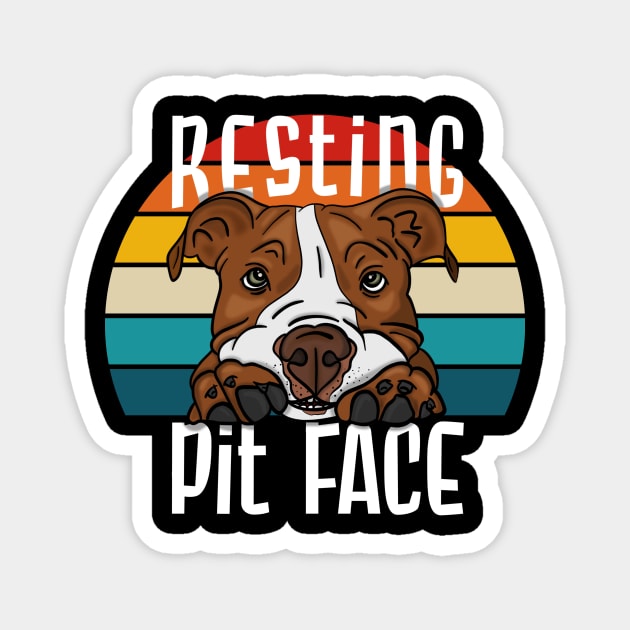 Resting Pit Face Funny Pitbull Dog Rescue Magnet by JessieJune