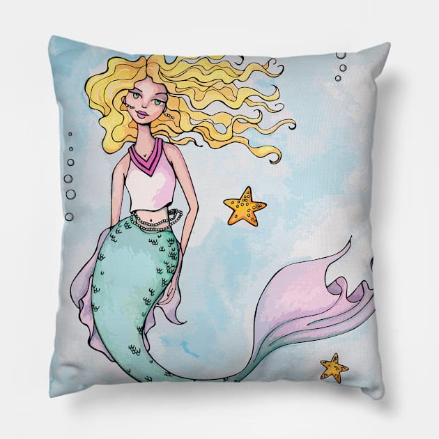 Starfish Mermaid Pillow by LittleMissTyne