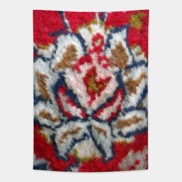 red flower, flower design, floral designs, minimal art, abstract art, floral pattern, antique rug photo , For custom orders please DM me. Tapestry by Hadigheh-art