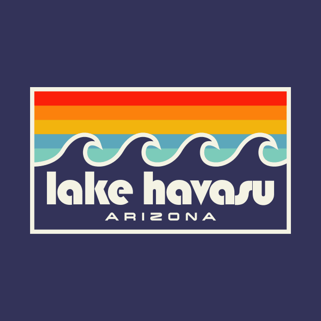 Lake Havasu Retro Vintage Style Distressed Sunset Waves by PodDesignShop