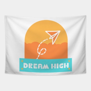 DREAM HIGH PAPER PLANE Minimalist Illustration Tapestry