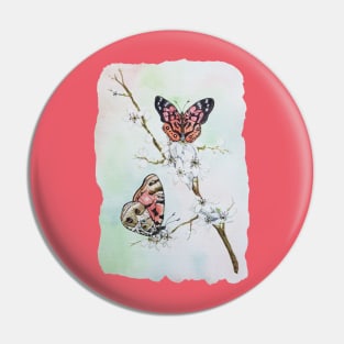 Watercolor Botanical Brazilian Painted Lady Butterfly Pin