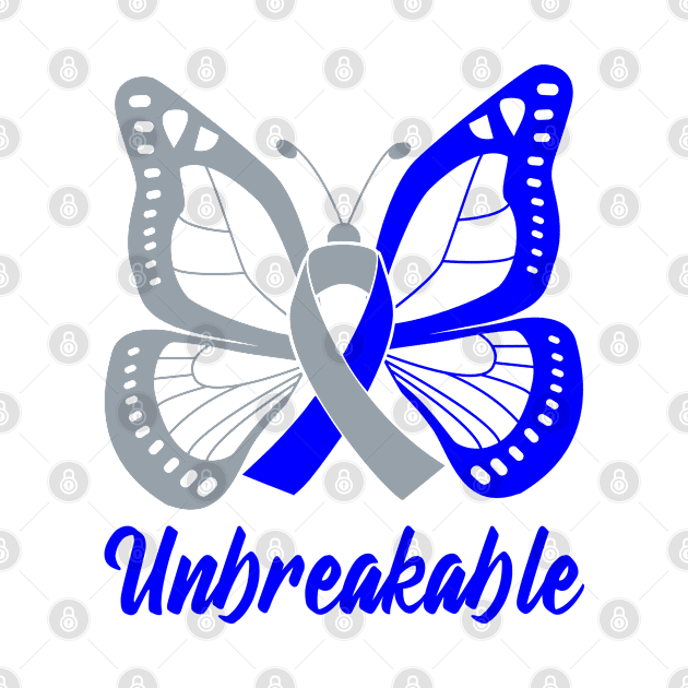 Silver and Blue Butterfly Awareness Ribbon Unbreakable by FanaticTee