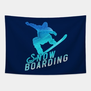 Retro Look Snowboarder, Snowboarding Motive Tapestry