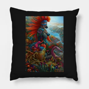 Chambala Waters of Paradise Surrealist painting like digital art of The Sea of Chaos Surrealist style Pillow