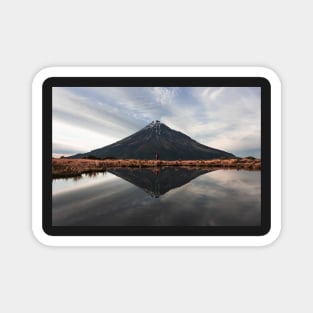 Lonely Mountain with lake reflection in New Zealand Magnet