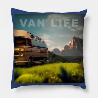 Van Life Camper RV Outdoors in Nature Pillow