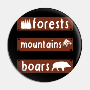 Wild boar forest mountains design men fan hunter Pin